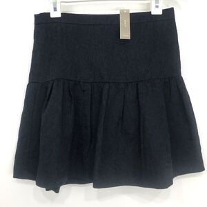 J. Crew Black Textured Jacquard Drop Waist Pleated Mini Skirt NEW